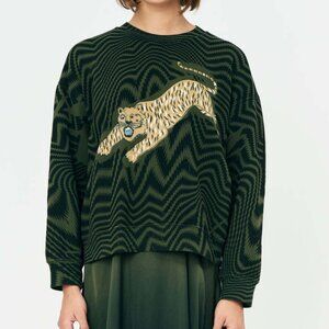 Raquel Allegra Fire Tiger Vibrations Sweatshirt in Forest size 2 (Medium)